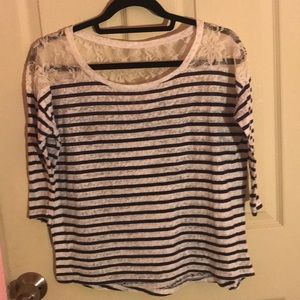 Striped top with lace